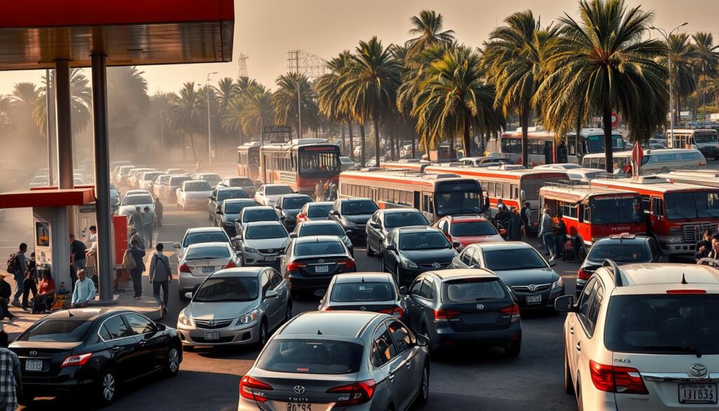 Impact of fuel scarcity on transportation networks